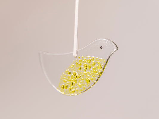 Handmade Glass Bird Ornament, Sunshine Yellow