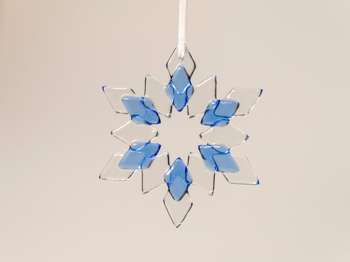 Signature Glass Snowflake Ornament, Cobalt Blue
