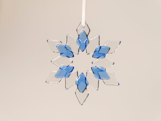 Signature Glass Snowflake Ornament, Cobalt Blue