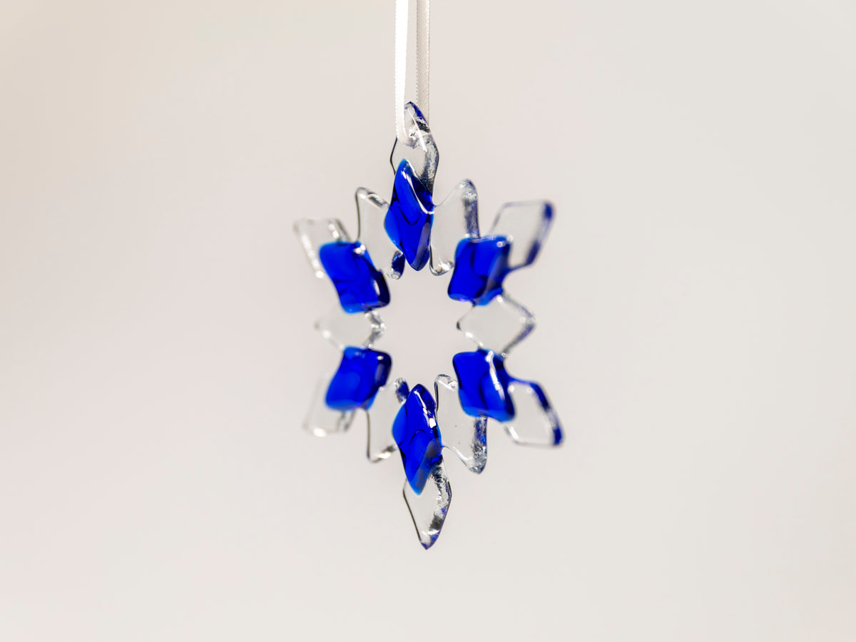 Classic Glass Snowflake Ornament, Cobalt Blue