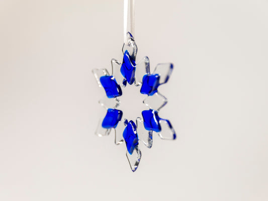 Classic Glass Snowflake Ornament, Cobalt Blue