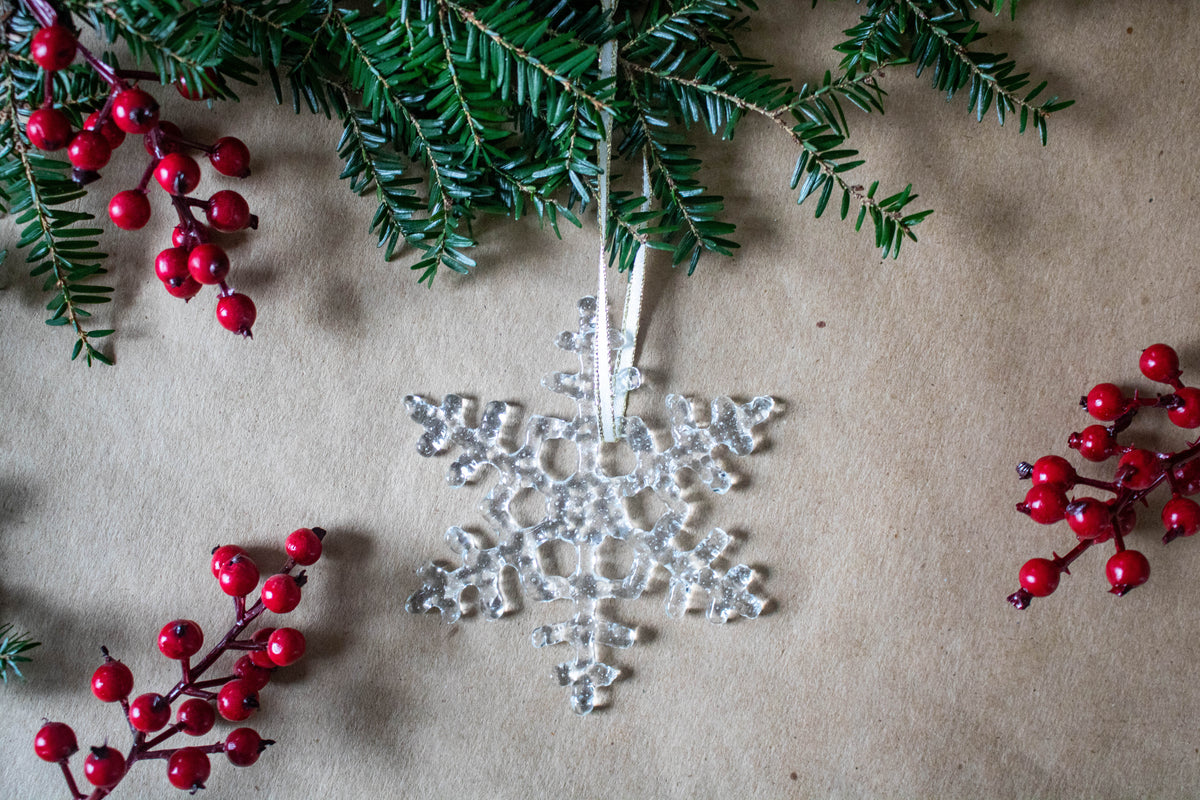 Handmade Clear Glass Snowflake Ornament, Style 103