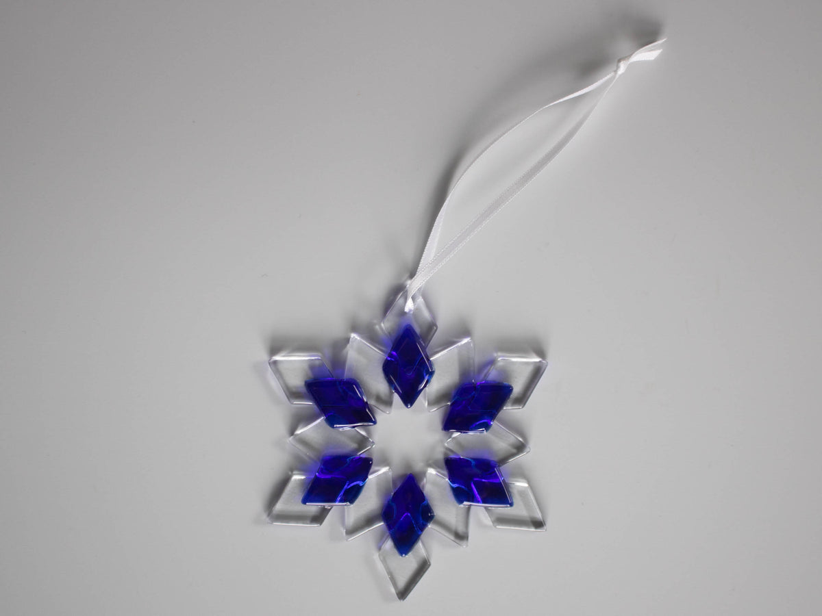 Classic Glass Snowflake Ornament, Cobalt Blue