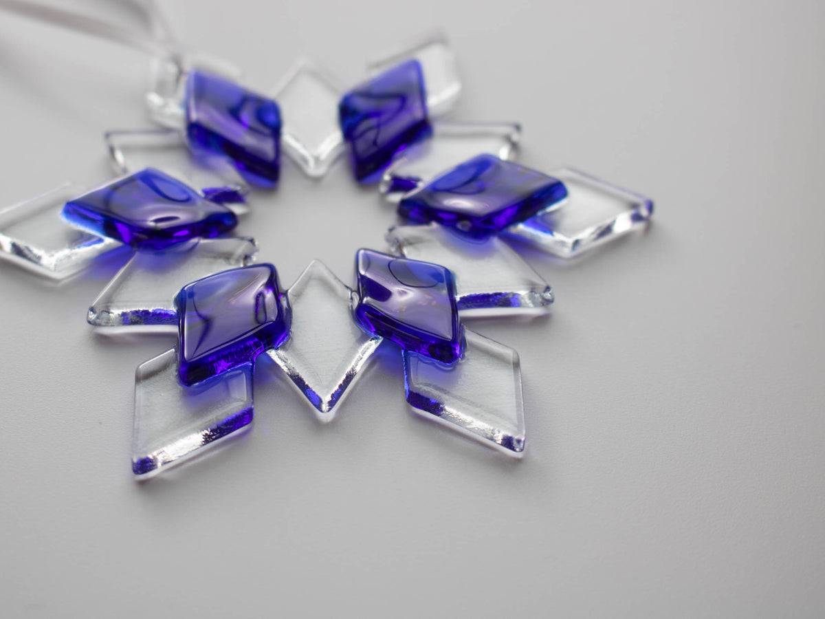 Classic Glass Snowflake Ornament, Cobalt Blue