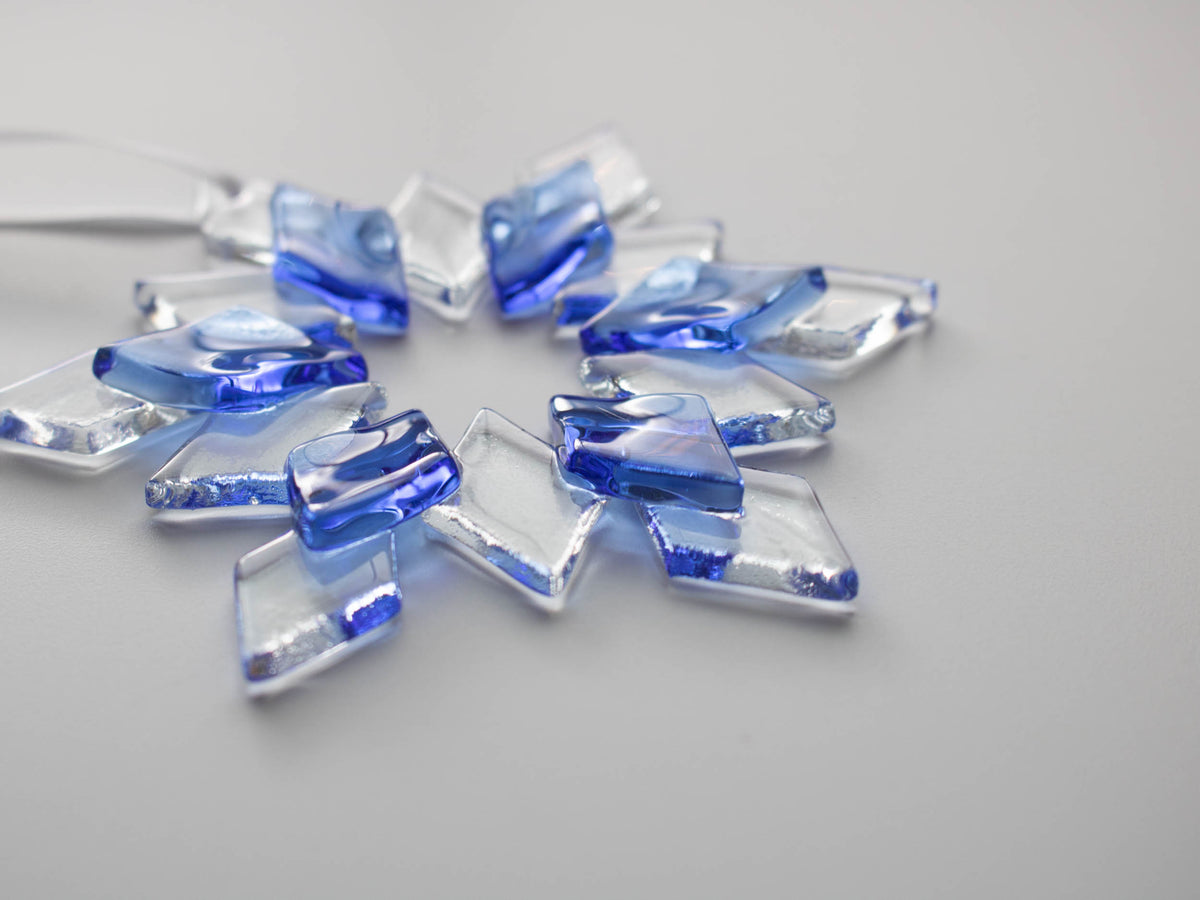 Signature Glass Snowflake Ornament, Cobalt Blue